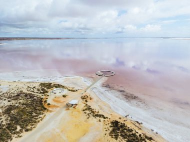 Aerial imagery of the famous and popular Lake Tyrrell which is a large salt lake near Sea Lake in the Mallee area of north eastern Victoria, Australia