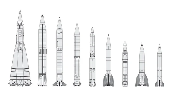 Conjunto Armas Cohete Combate Aislado Sobre Fondo Blanco Vector Eps10 — Vector de stock