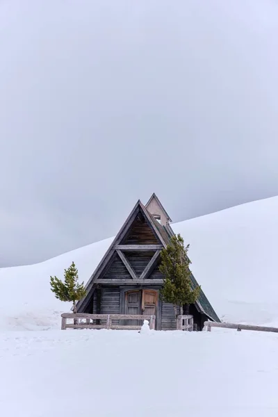 Typical Wooden Chalet Dolomites Mountain Winter South Tyrol Passo Giau — Stock Photo, Image