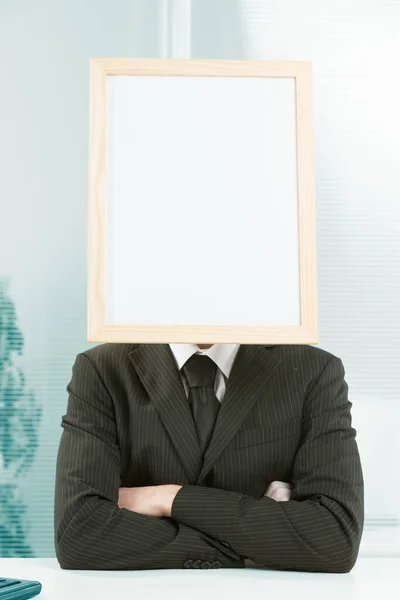 Kartellchef Weißer Kragen Mit Einem Weißen Schild Für Ihren Copyspace — Stockfoto