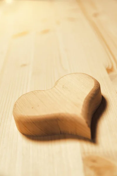 Precisely Carved Heart Positioned Lower Right Corner Wooden Surface Great — Stock Photo, Image