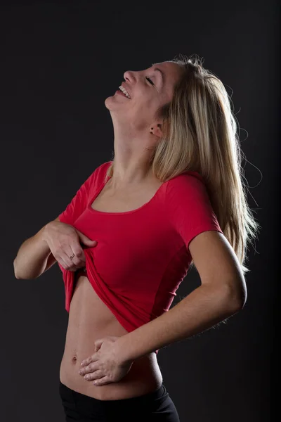 Płaski Żołądek Wynik Dedykowanej Kobiecie Diety Rygorystyczne Ćwiczenia Rutynowe Jest — Zdjęcie stockowe