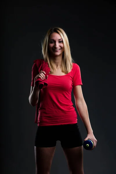 Nahaufnahme Porträt Eines Intelligenten Schönen Und Entschlossenen Mädchens Turnbekleidung Rotes — Stockfoto