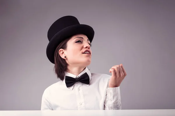 Superb Vain Woman Personifies Stereotypical Personified Image Arrogant Vain Woman — Stock Photo, Image
