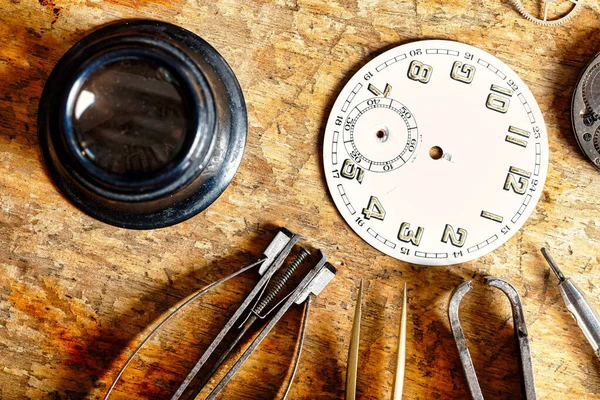 Steampunk Atmosphere Surrounds Wristwatches Pocket Watches Repair — Stock Photo, Image