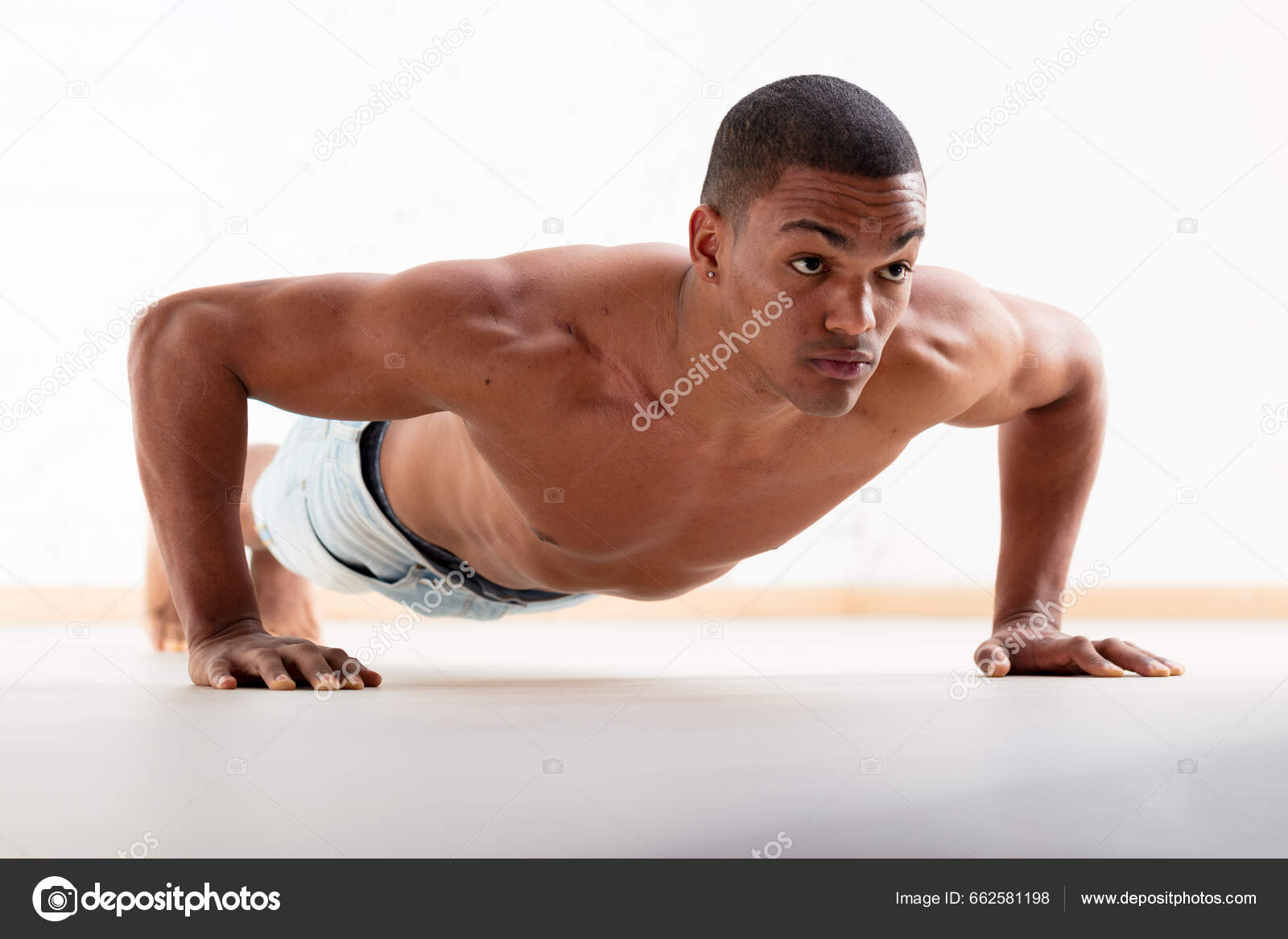 Black Man Does Wide Arm Push Ups His Chest Shape Stock Photo by  ©Giulio_Fornasar 662581198