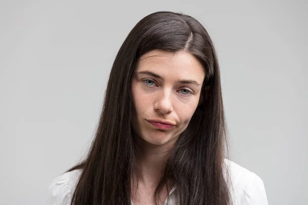 Central Frontal Portrait Woman Showing Disgust Annoyance Reacting Negatively Rejecting — Stock Photo, Image