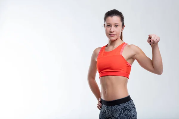 Sporty Žena Ukazuje Vás Jste Další Fitness Transformaci Krása Kondice — Stock fotografie