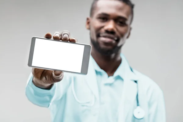 Spécialiste Médical Noir Montre Écran Smartphone Vierge Pour Votre Conception — Photo