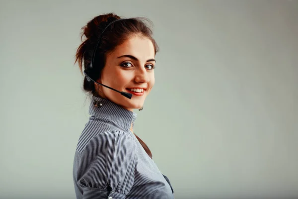 Customer Care Professional Headset Provides Assistance High Qualifications Italy Experience — Stock Photo, Image