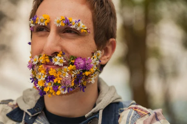 Wild Man Stands Out His Unique Trait Facial Hair Made — Stock Photo, Image