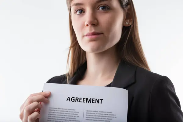 Corporate Agreement Presented Meticulous Professional Woman — Stock Photo, Image