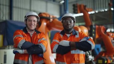 Bir fabrikada çalışan Afrikalı Amerikalı ve Kafkas işçilere yakın çekim