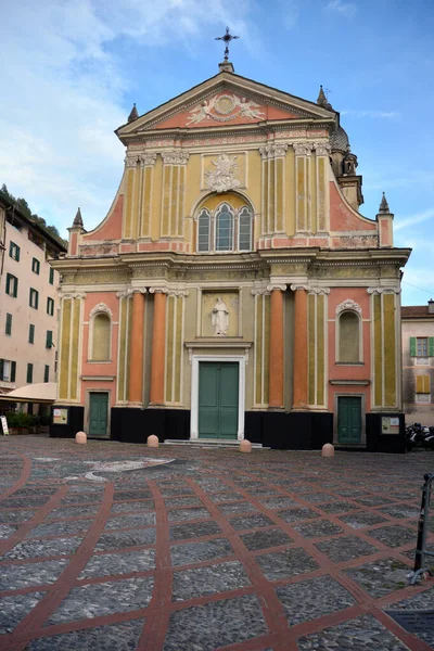 Dolceacqua Ligúria Itália 2023 Igreja Sant Antonio Abate Aldeia Dolceacqua — Fotografia de Stock