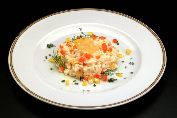 Italian food recipes. Risotto with alpine Toma cheese.