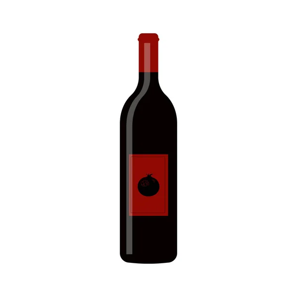 Темная Стеклянная Бутылка Гранатовым Вином — стоковый вектор