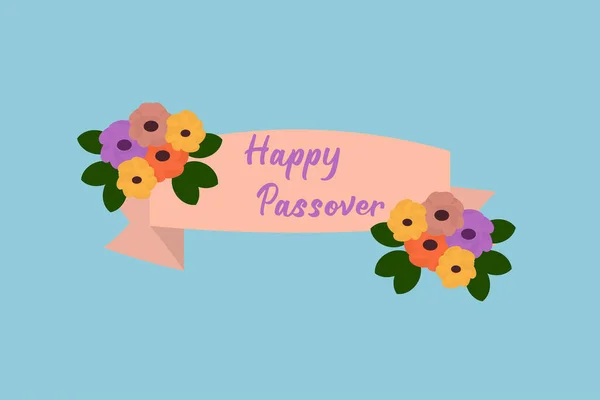 Bannière Salutation Avec Des Fleurs Inscription Joyeuse Pâque — Image vectorielle