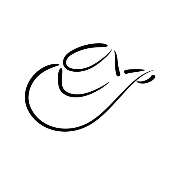 Hand Drawn Traditional Cowboy Hat Icon Linear Vector Icon Flat — Stock Vector