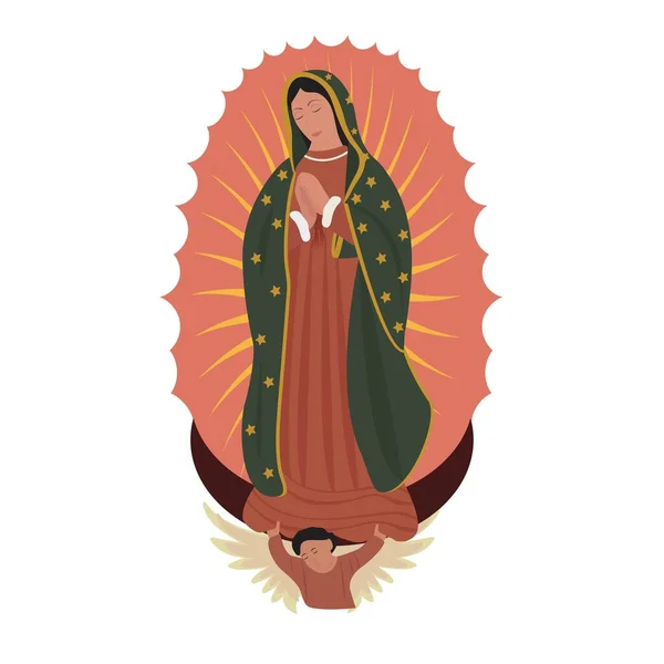 瓜达卢佩圣母是拉丁美洲最受尊敬的圣地 圣母玛利亚的形象 — 图库矢量图片#