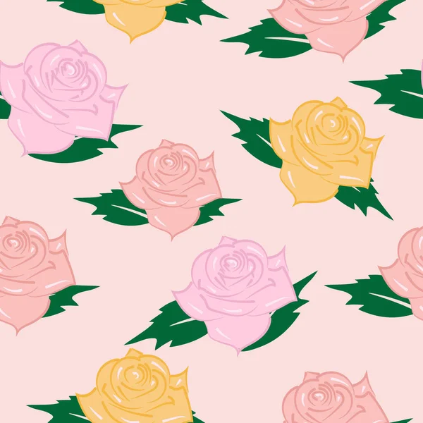 Seamless Pattern Rose Pastel Colors — Stock Vector
