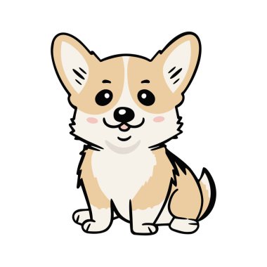 Şirin köpek yavrusu Galler Corgi karikatür ikonu, vektör illüstrasyonu.