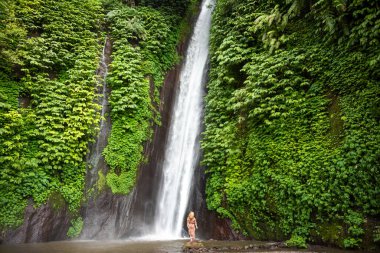 Waterfal in green tropical forest in Bali, Indonesia