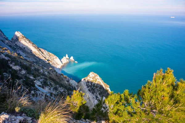 stock image Beautiful rocky coast in blue Mediterranean sea