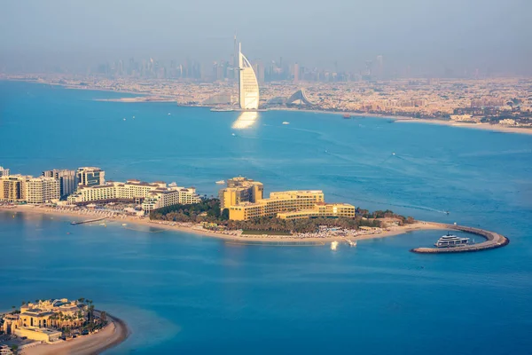 Palm Jumeirah Isla Dubai Atardecer Arquitectura Moderna Playas Villas — Foto de Stock