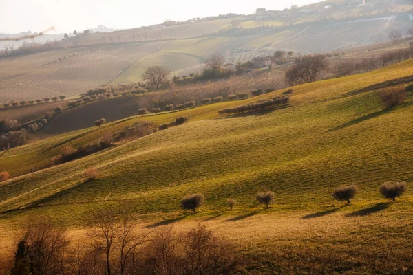 Landschaft Herbst Landwirtschaftliche Felder Zwischen Hügeln — Stockfoto