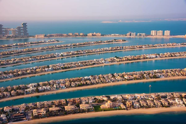 Wyspa Palm Jumeirah Dubaju Zachodzie Słońca Nowoczesna Architektura Plaże Wille — Zdjęcie stockowe