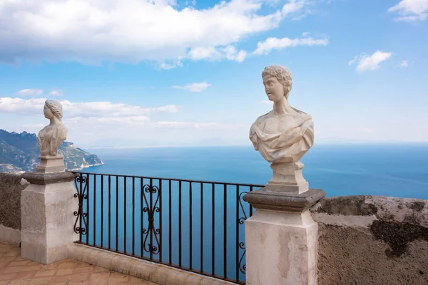 Stock image Terrace of villa Cimbrone with marble statues over sea overlooking Amalfi coast