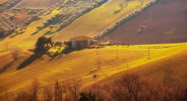 Peisaj Rural Toamnă Câmpuri Agricole Printre Dealuri — Fotografie, imagine de stoc