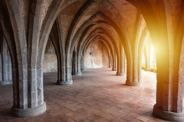 stock image Crypt with columns and arches of an ancient villa in Italy