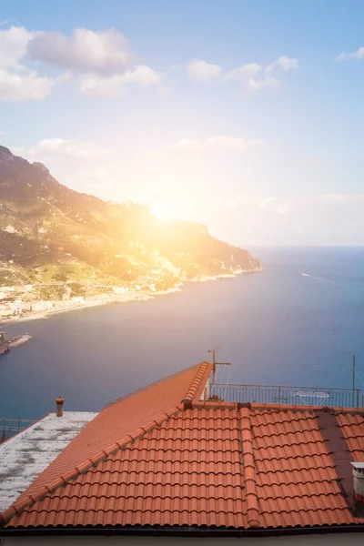 Krásné Pobřeží Amalfi Itálii Létě Při Západu Slunce — Stock fotografie