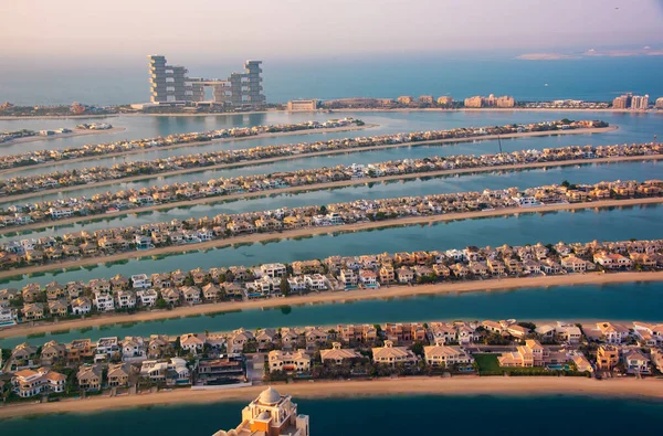 Palm Jumeirah Eiland Dubai Moderne Architectuur Stranden Villa Rechtenvrije Stockfoto's