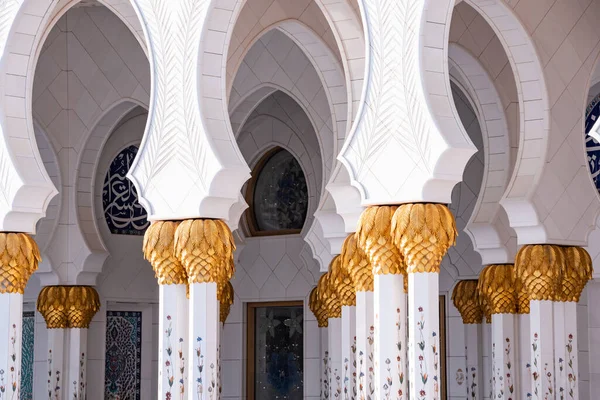 Sheikh Zayed Grande Mesquita Mármore Branco Cidade Abu Dhabi Emirados Fotos De Bancos De Imagens