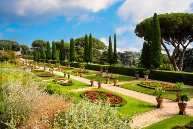 İtalya 'da park, papalık bahçesinin peyzaj tasarımı.