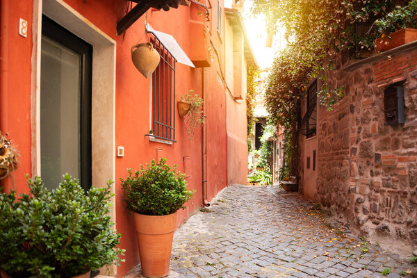 Picturesque narrow street of small town, Italy