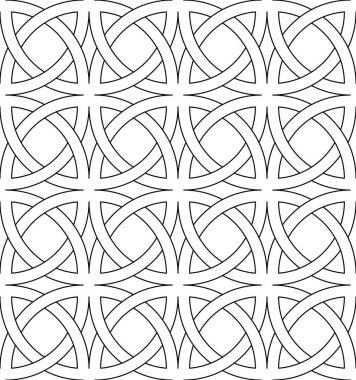 Birbirine karışmış çizgilerin kusursuz vektör deseni. Beyaz arkaplanda izole edilmiş pürüzsüz Kelt siyah çizgi vektör deseni