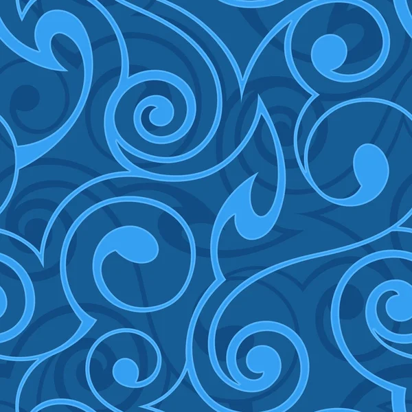 Vector Naadloos Blauw Patroon Water Stroom Naadloze Textuur Azuurblauwe Golven — Stockvector