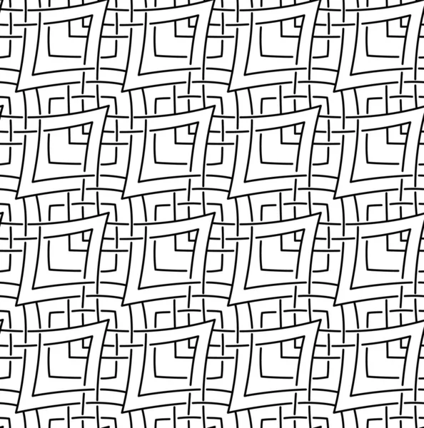 Seamless Vector Pattern Doodle Style Black Intersecting Lines Seamless Vector — Stock Vector
