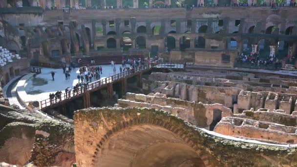 Rom Lácio Itália 2022 Pan Através Interior Coliseu Roma Esquerda — Vídeo de Stock