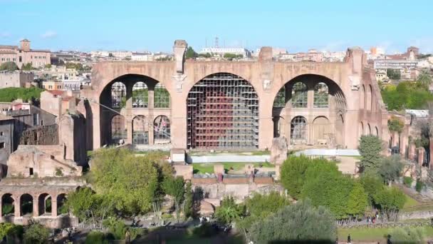 Rom Lácio Itália 2022 Vista Das Ruínas Basílica Magêncio Fórum — Vídeo de Stock