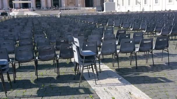 Rom Latium Italia 2022 Banyak Barisan Kursi Lapangan Santo Petrus — Stok Video