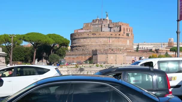 Rom Lácio Itália 2022 Vista Zoom Ligeiro Castel Sant Angelo — Vídeo de Stock