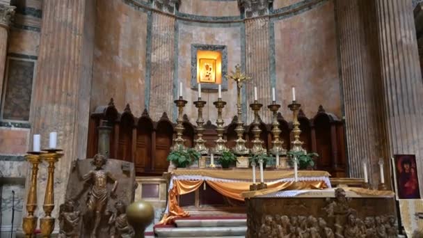 Rom Latium Olaszország 2022 Oltár Látképe Római Pantheon Belsejében Lassú — Stock videók