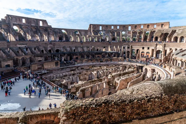 Roma Latium Italien 2022 Blick Die Kellergewölbe Des Kolosseums Mit lizenzfreie Stockfotos