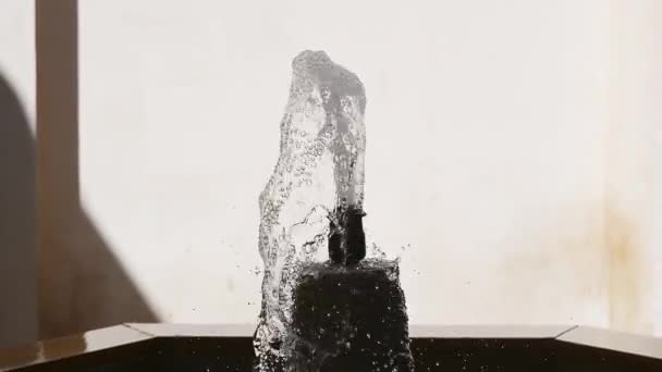 Сопло Фонтана Которого Вода Вытекает Вверх Сильным Струем Фонтан Окружен — стоковое видео