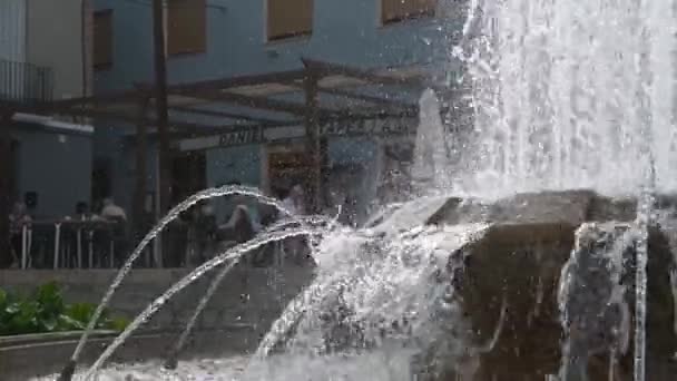 Denia Alicante Spain 2023 Larger Fountain Many Water Jets Lot — Stock Video