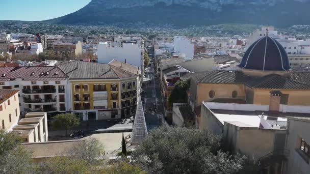 Denia Alicante Spanien 2023 Utsikt Över Staden Denia Med Festivalen — Stockvideo
